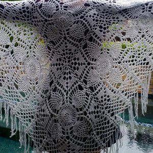 Off White Handmade shawl (wrap). One of the kind. Huge